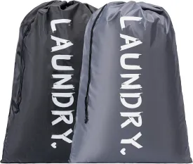 2 Pack XL Travel Laundry Bag, Machine Washable Dirty Clothes Organizer with Drawstring,Large Enough to Hold 4 Loads of Laundry, Easy Fit a Laundry Hamper or Basket Travel Essentials 24" x 36"