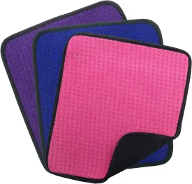 3 Pack Bowling Ball Towels, 10" x 8" Microfiber Bowling Shammy Accessories with Easy-Grip Dots Non-Slip (Blue Purple Pink)