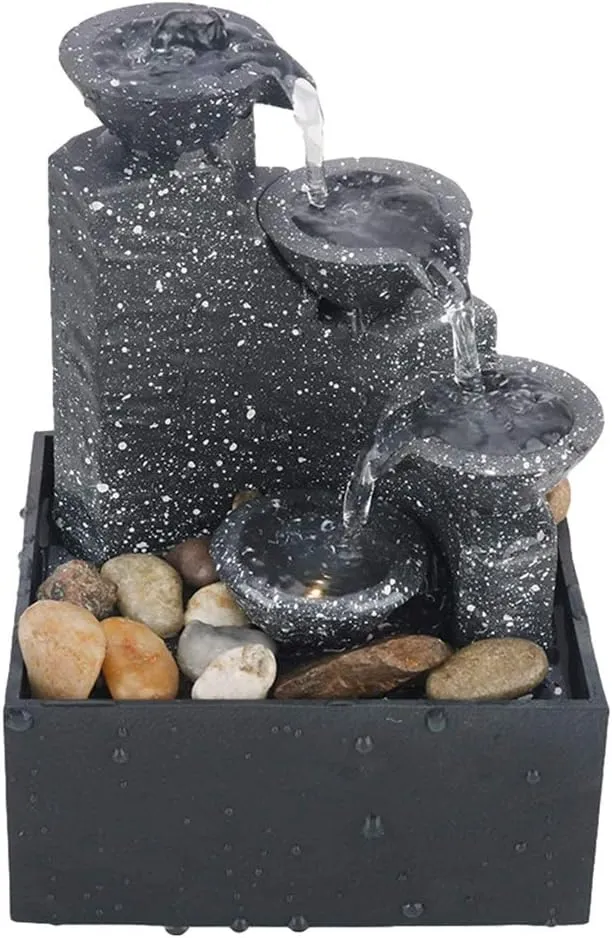 5v Indoor Meditation Fountain with Pebble Bag Waterfall Stylish Fountain with Light Stylish Desktop Decoration for Home