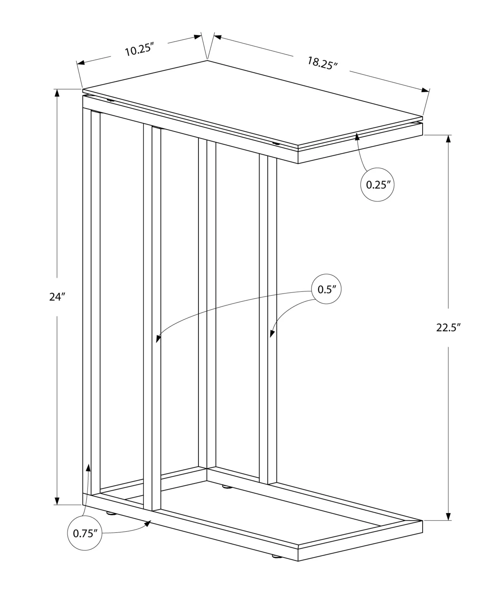 Accent Table - Chrome Metal With Frosted Tempered Glass