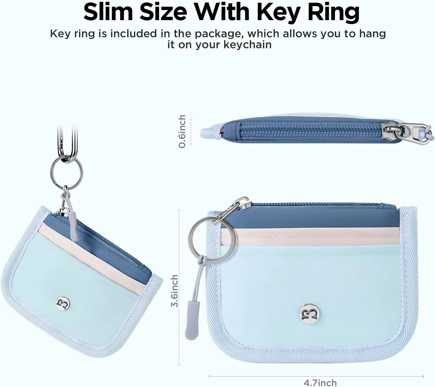 Babysun Mini Rfid Card Holder Slim Wallet with Change Zipper Pocket/3 Crad Slots/Key Ring, Small Wallet Thin Credit Card Wallet for Women & Men