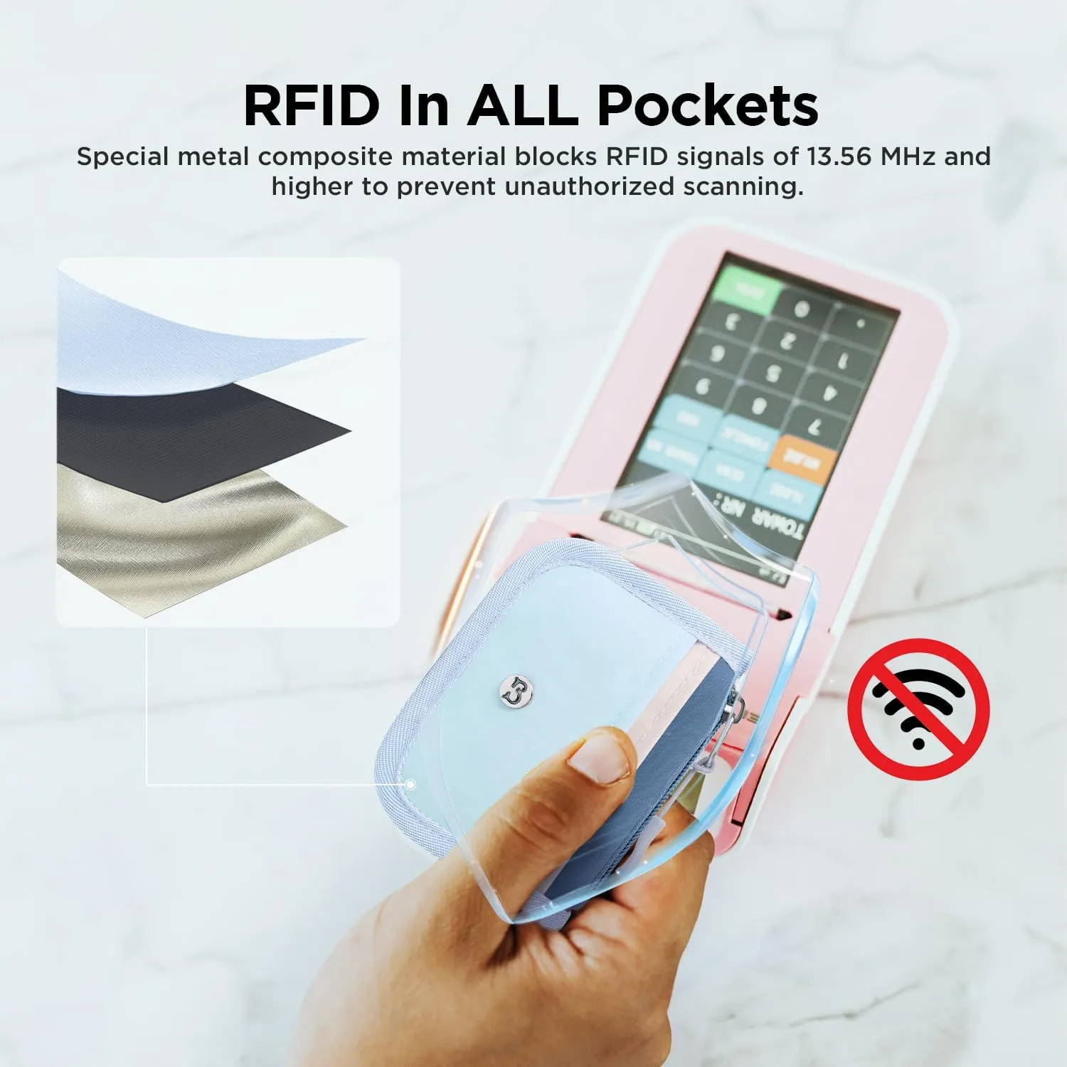 Babysun Mini Rfid Card Holder Slim Wallet with Change Zipper Pocket/3 Crad Slots/Key Ring, Small Wallet Thin Credit Card Wallet for Women & Men