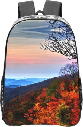 Blue Ridge Mountains print Clear Backpack with Pockets Bookbag, Clear Bookbag for College Work Casual Sport, Black