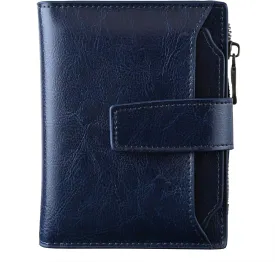Bveyzi Women's Small Leather RFID Blocking Bifold Zipper Pocket Wallet Ladies Credit Card Slots Purse with id Window