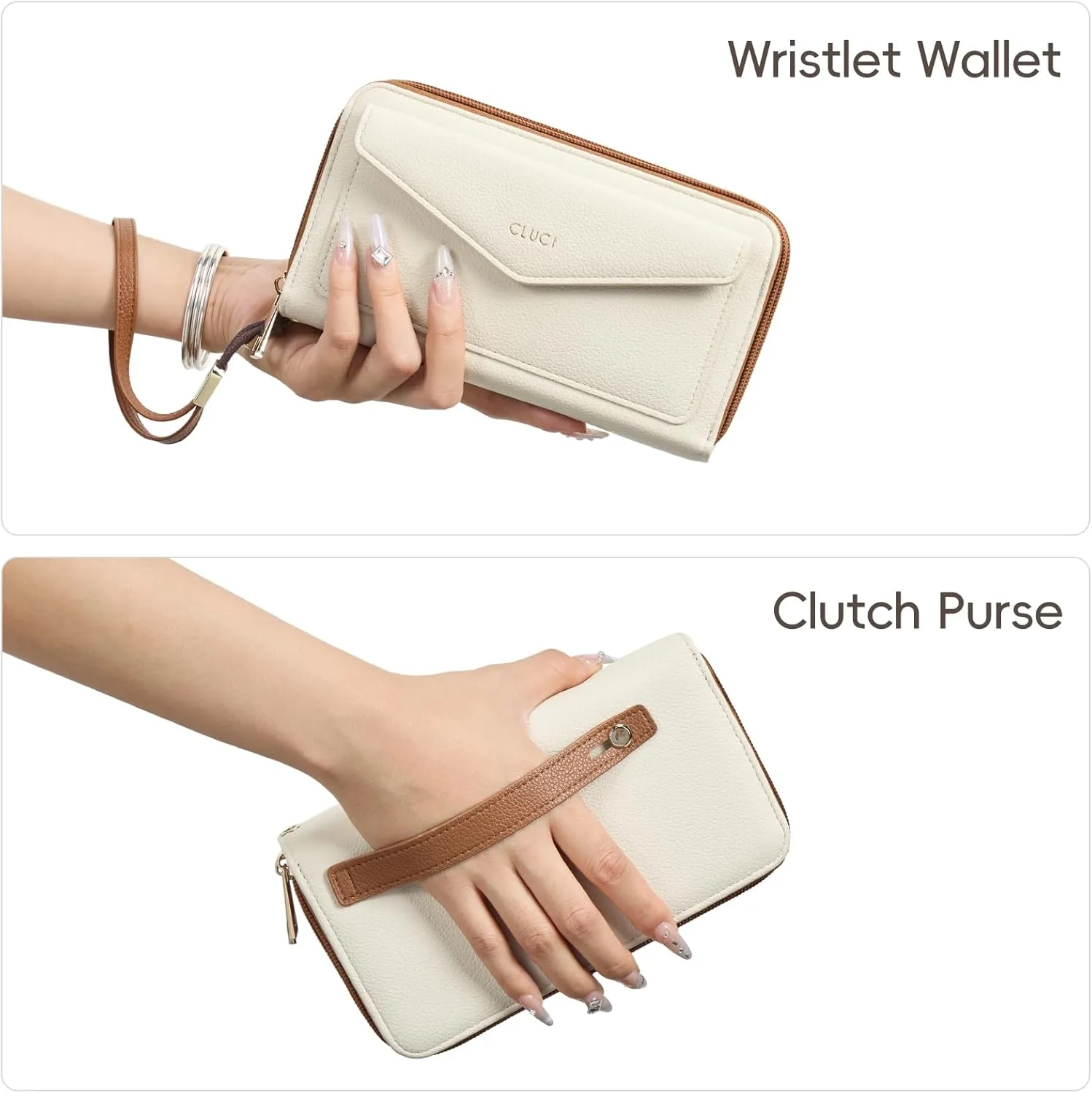 CLUCI Wallet Women Large Capacity Wristlet Purse for Women Long Ladies Wallet RFID Blocking Multi Credit Card Holder