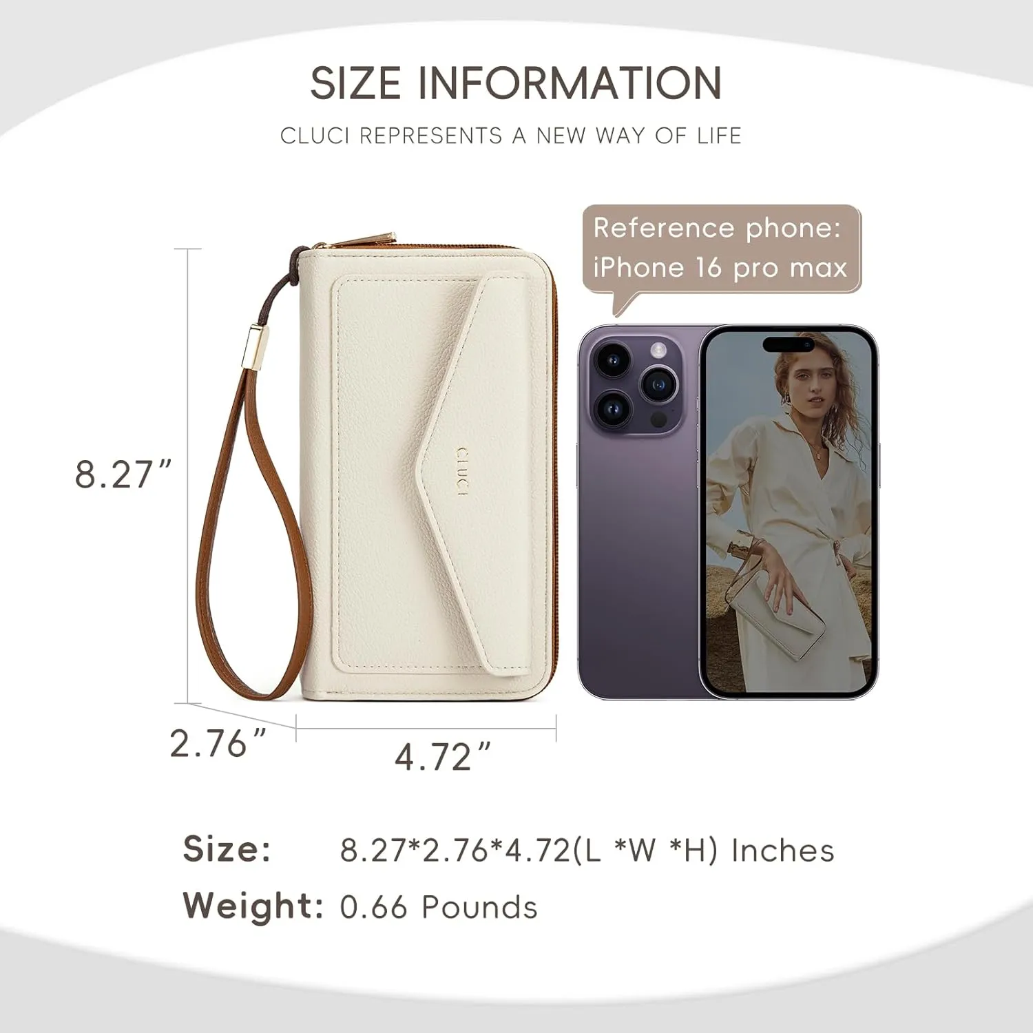 CLUCI Wallet Women Large Capacity Wristlet Purse for Women Long Ladies Wallet RFID Blocking Multi Credit Card Holder