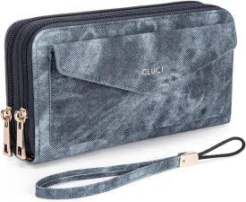 CLUCI Wallet Women Large Capacity Wristlet Purse for Women Long Ladies Wallet RFID Blocking Multi Credit Card Holder