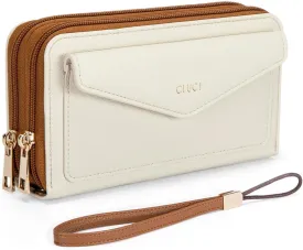 CLUCI Wallet Women Large Capacity Wristlet Purse for Women Long Ladies Wallet RFID Blocking Multi Credit Card Holder