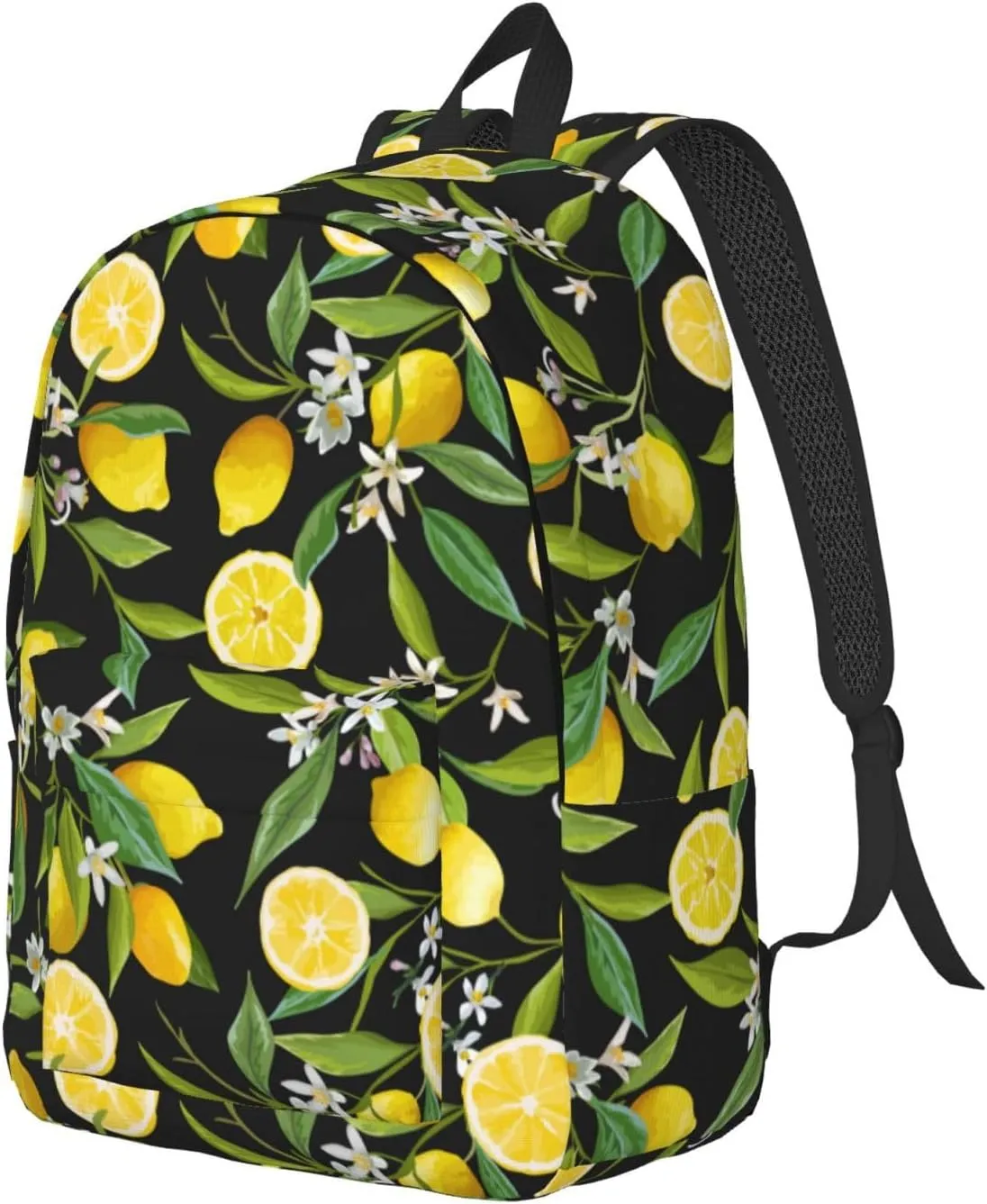 Cool Lemon Fruit Flower Backpack for Girls Boys Women Lightweight Canvas Bookbag Casual Daypack for Travel Outdoor Camping, 17 Inch