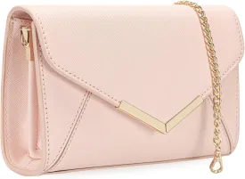 DEXMAY Women Envelope Clutch Faux Saffiano Leather Evening Handbag Foldover Clutch Bag Formal Dressy Purse