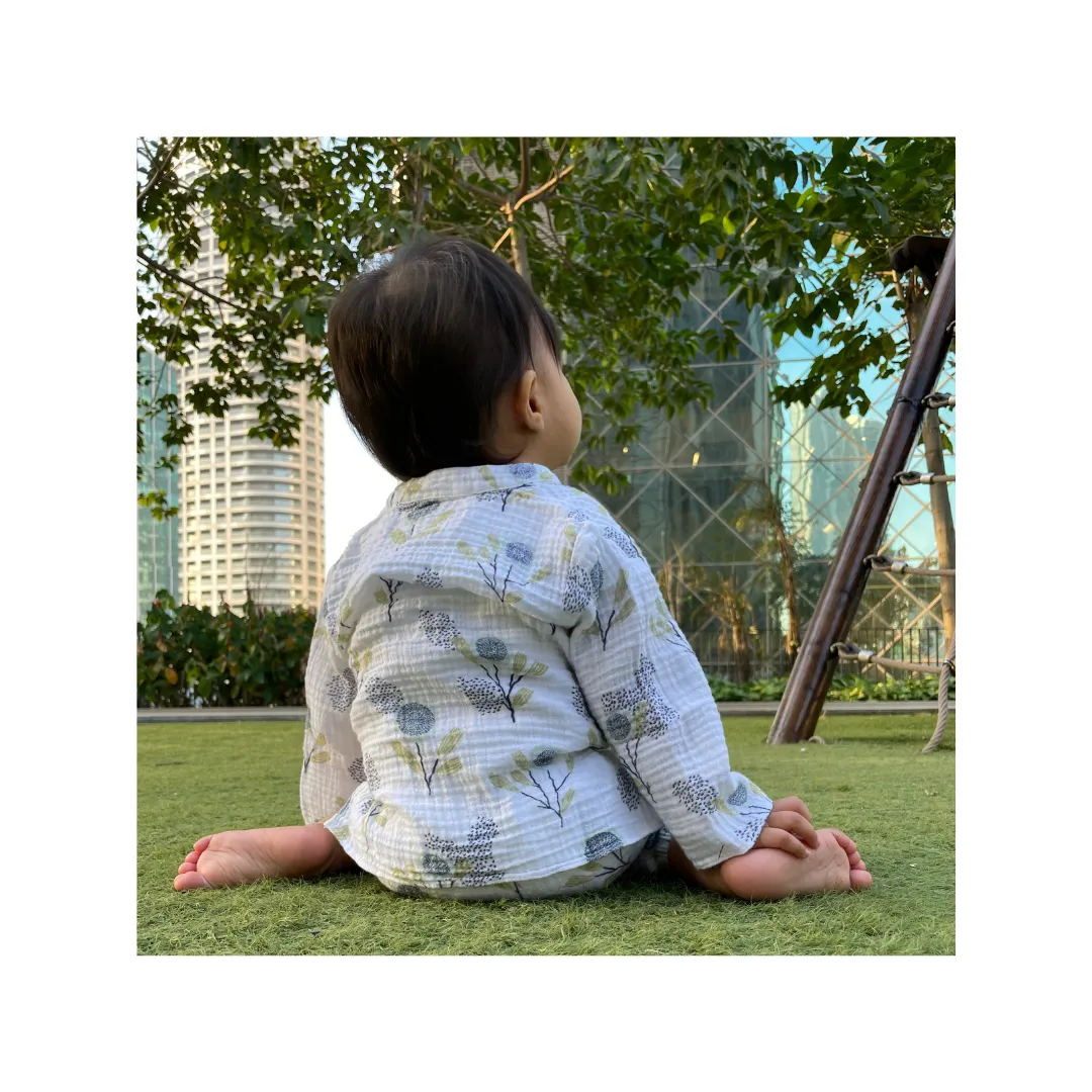 Dulaar Organic Muslin Loungewear Set - Green Zen