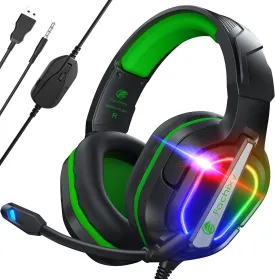 FC200 PC Gaming Headset for PS4, PS5, Switch, Xbox One, Mac, Noise Canceling Headphones with Microphone, Computer Headset with 3.5mm Jack & RGB Light