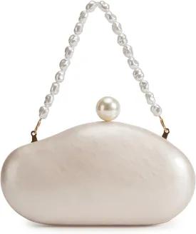 Huralona Acrylic Evening Clutch Purses for Women Shell Handbag Chic Clutch Bag With Baroque Irregular Pearl Chain Strap