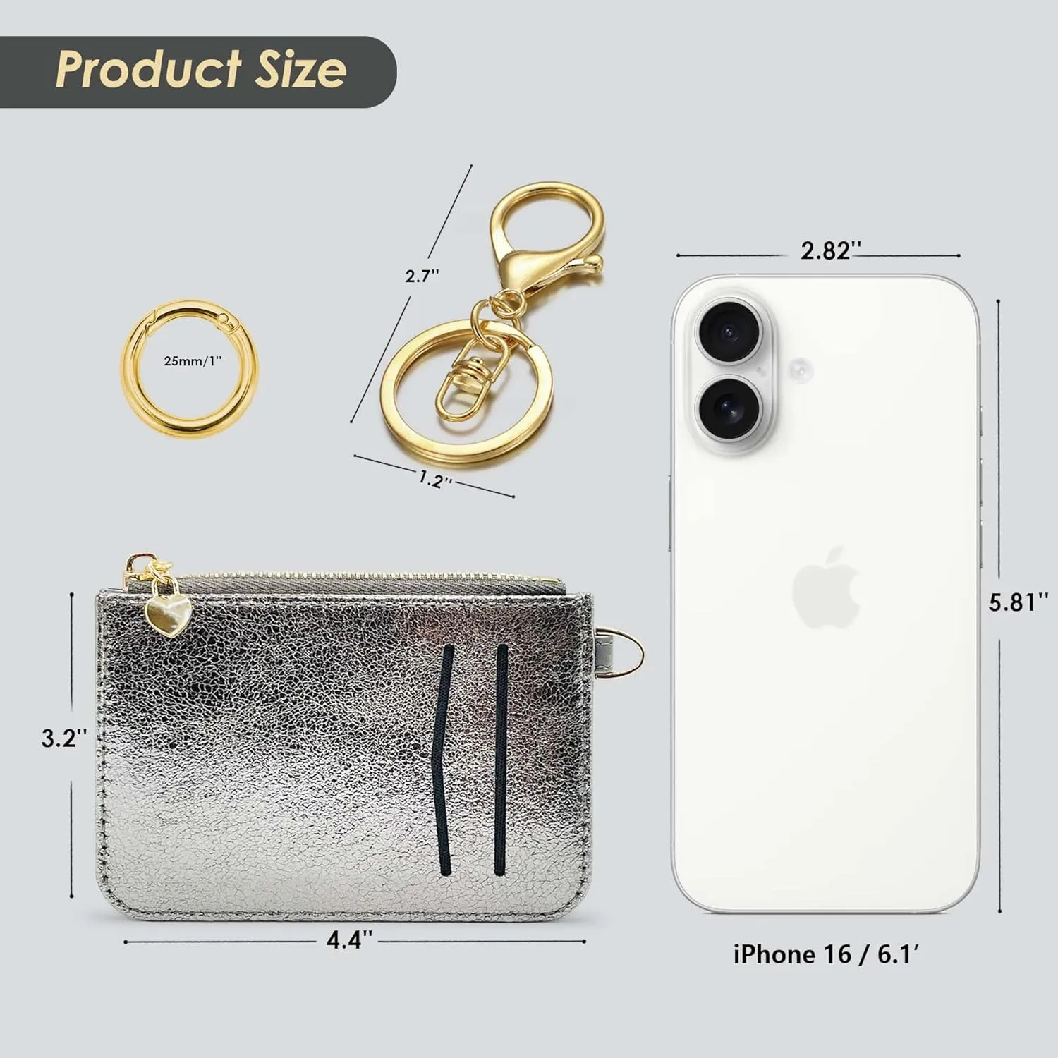 Keychain wallet, Rfid Blocking Credit Card Holder Leather, Zipper Card Case for Women