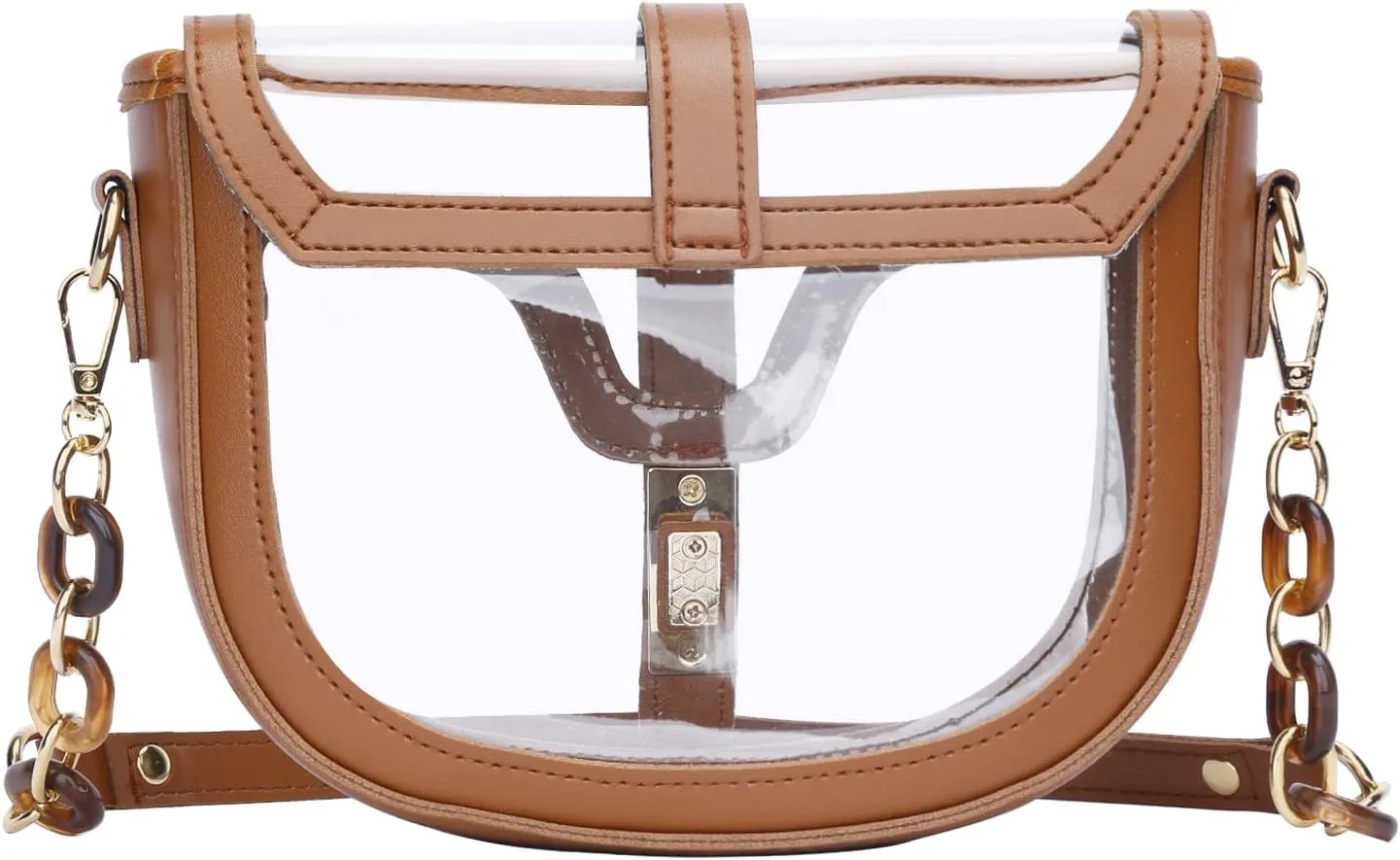 KKXIU Clear Crossbody Bag for Women Stadium Approved Vegan Leather Concert Shoulder Sports See-Through Purse