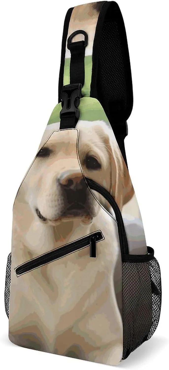 Lightweight Chest Bag Crossbody Bag Cute Labrador Dog Sling Backpack for Women Men Sports Travel