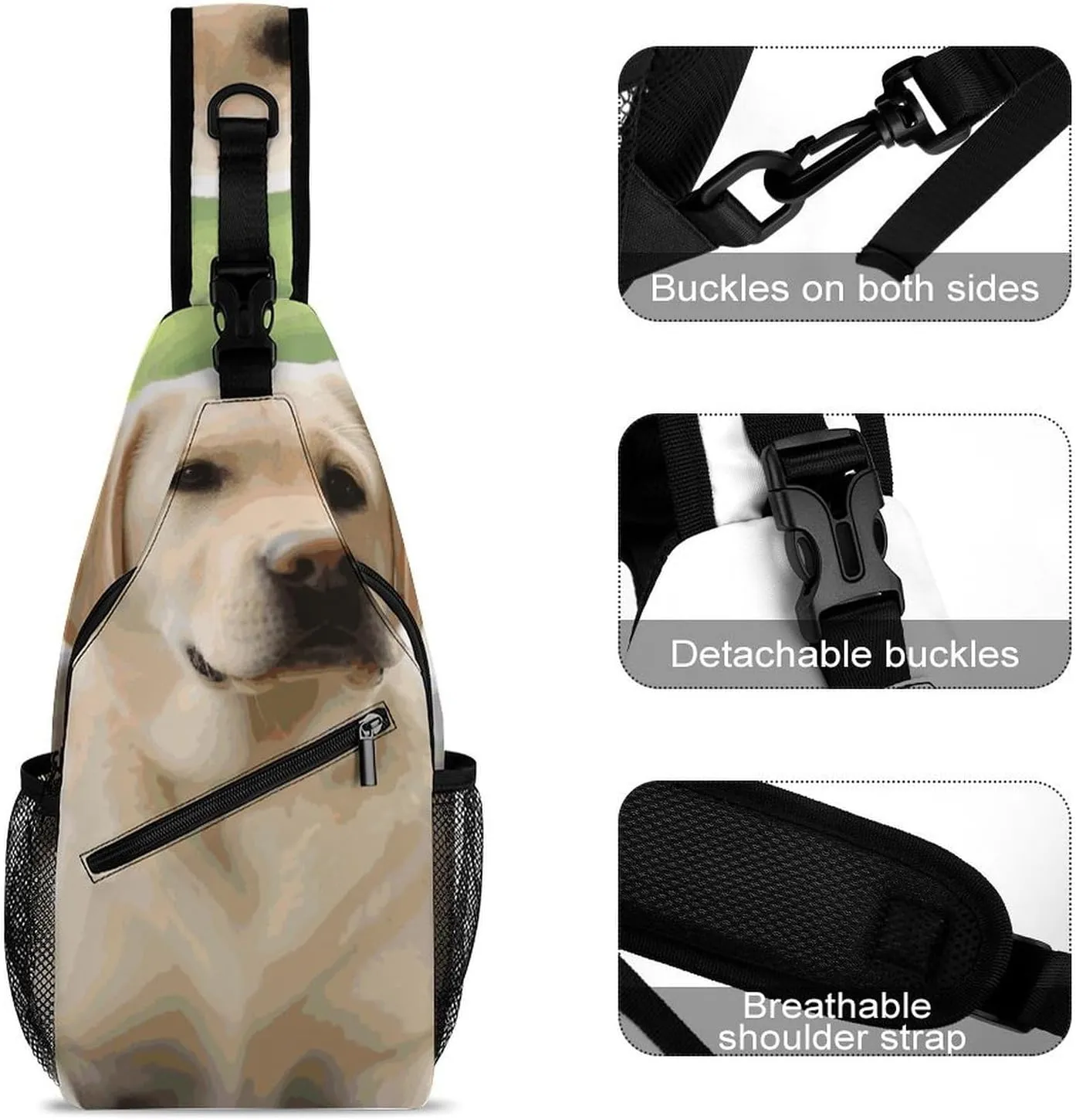 Lightweight Chest Bag Crossbody Bag Cute Labrador Dog Sling Backpack for Women Men Sports Travel