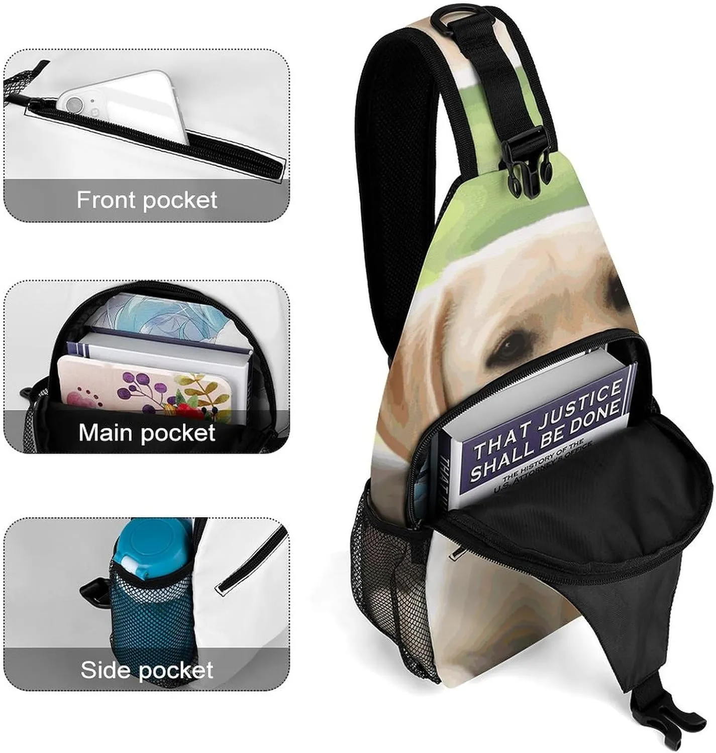 Lightweight Chest Bag Crossbody Bag Cute Labrador Dog Sling Backpack for Women Men Sports Travel
