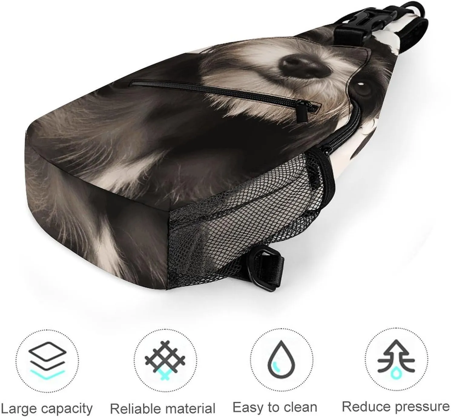 Lightweight Chest Bag Crossbody Bag Cute Schnauzer Sling Backpack for Women Men Sports Travel