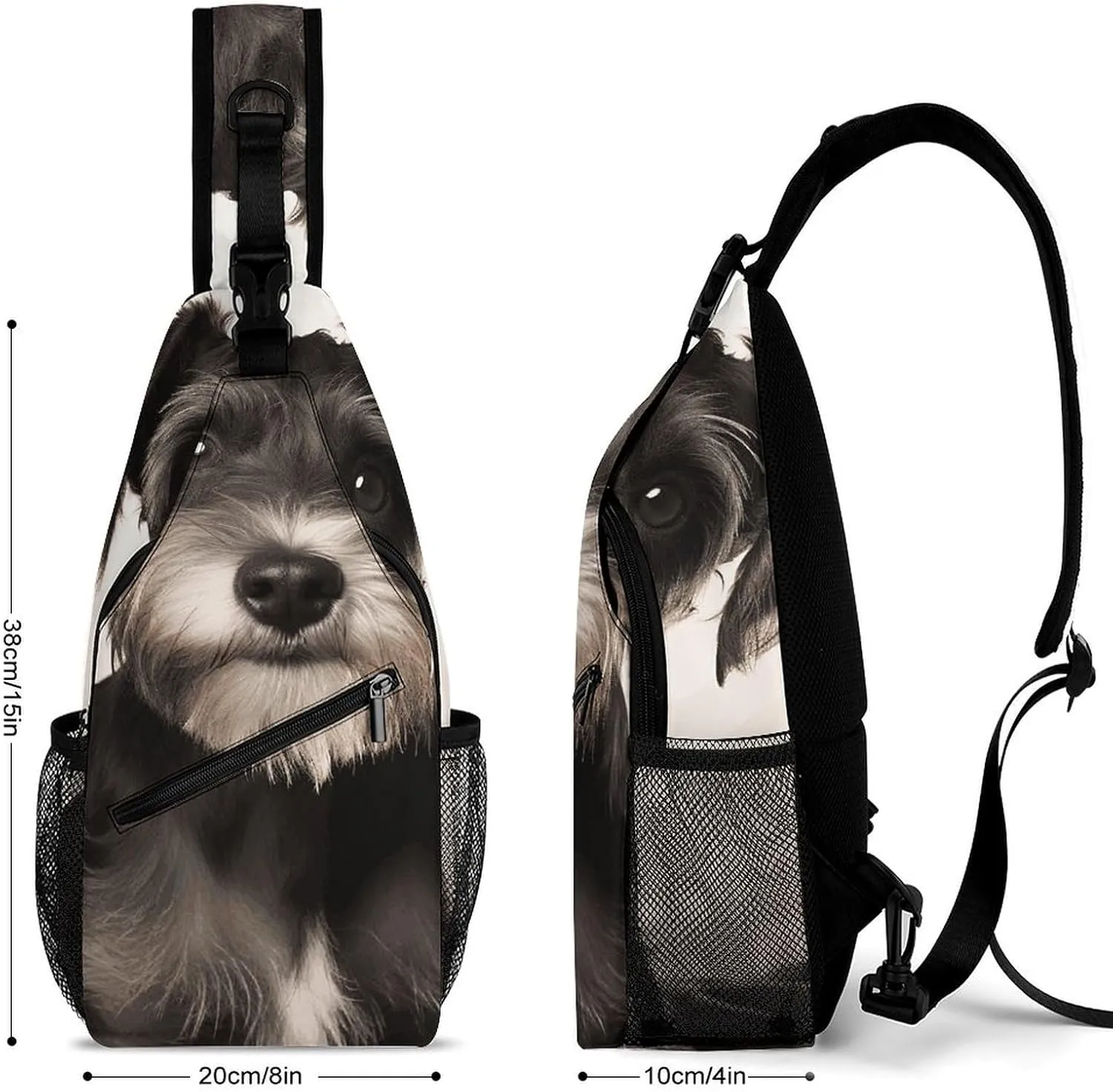 Lightweight Chest Bag Crossbody Bag Cute Schnauzer Sling Backpack for Women Men Sports Travel