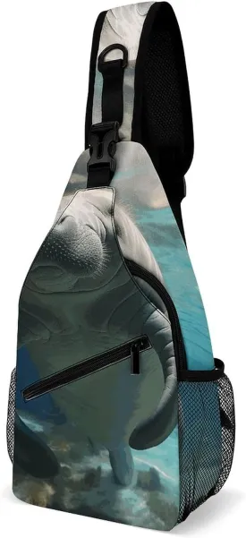 Lightweight Chest Bag Crossbody Bag Cute Sea Animal Manatee Sling Backpack for Women Men Sports Travel
