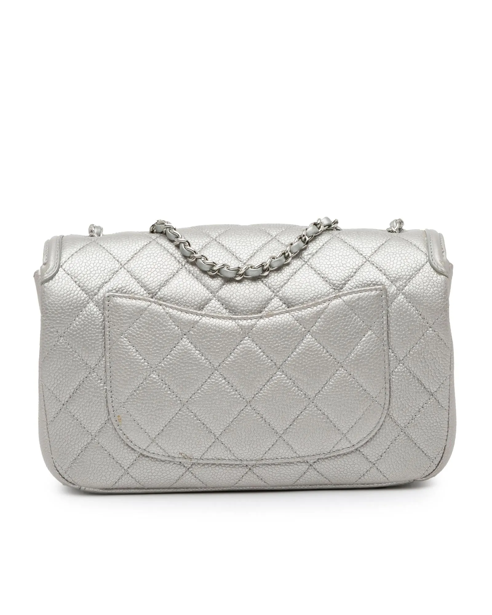 Metallic Caviar Filigree Flap Shoulder Bag
