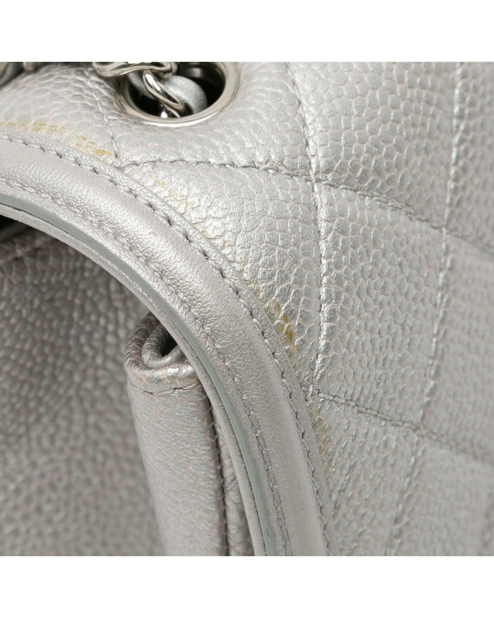 Metallic Caviar Filigree Flap Shoulder Bag