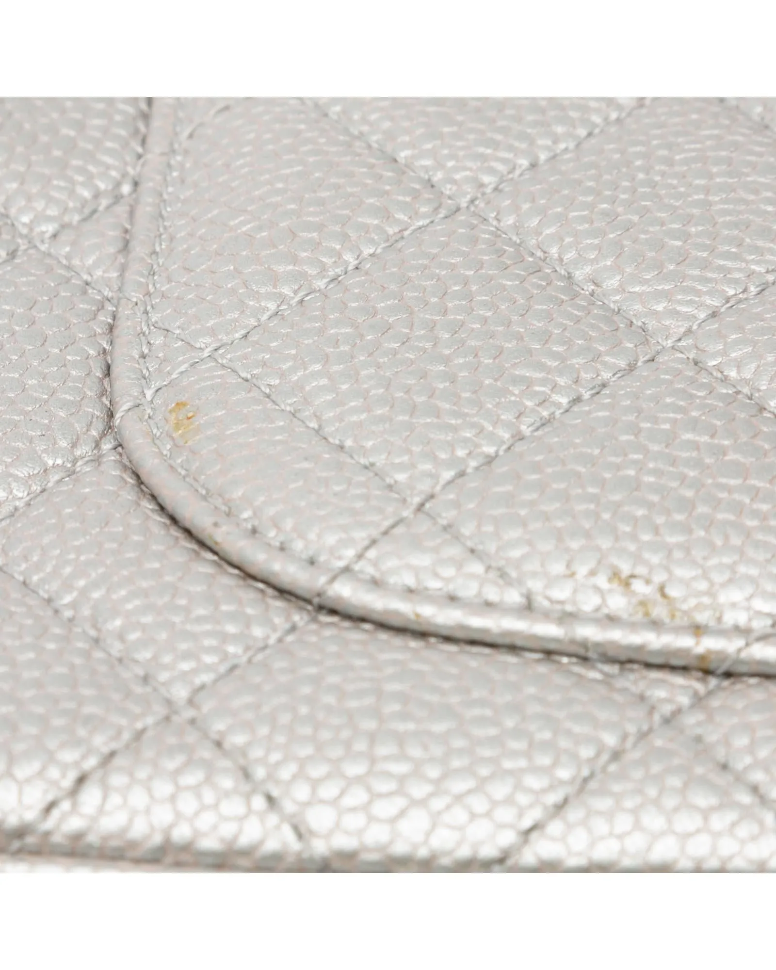 Metallic Caviar Filigree Flap Shoulder Bag