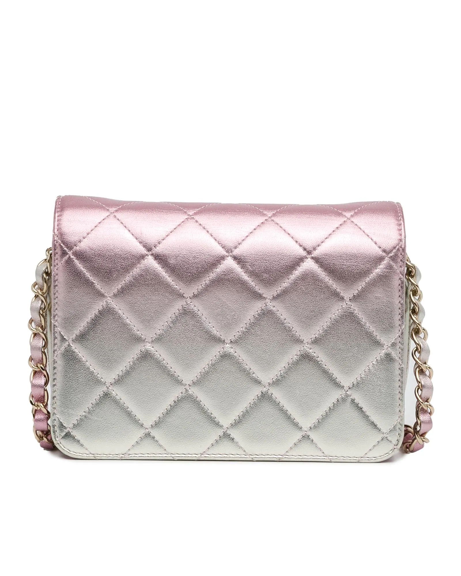 Metallic Lambskin Flap Crossbody Bag
