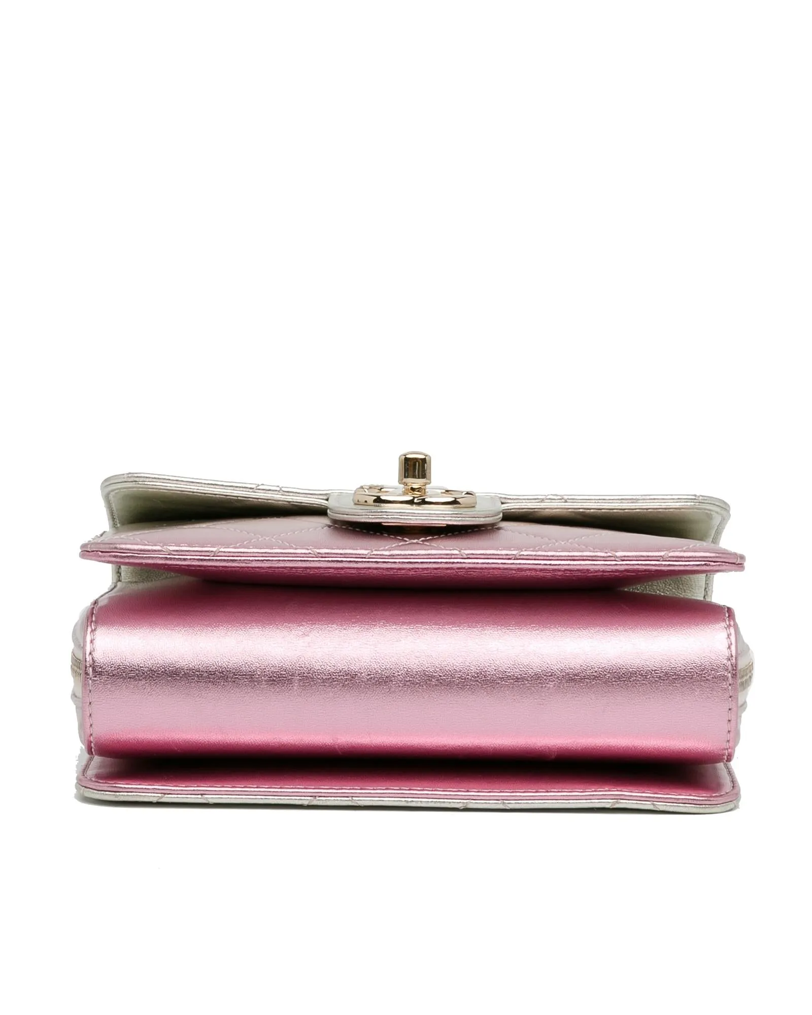Metallic Lambskin Flap Crossbody Bag