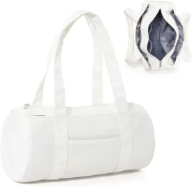 Mini Duffle Bag 13.78 Small Gym Bag, Lightweight Carry On Weekender Overnight Bag for Women Travel, Sport, Easy Daily Outings, 13.78"x6.7"x6.7", Beige