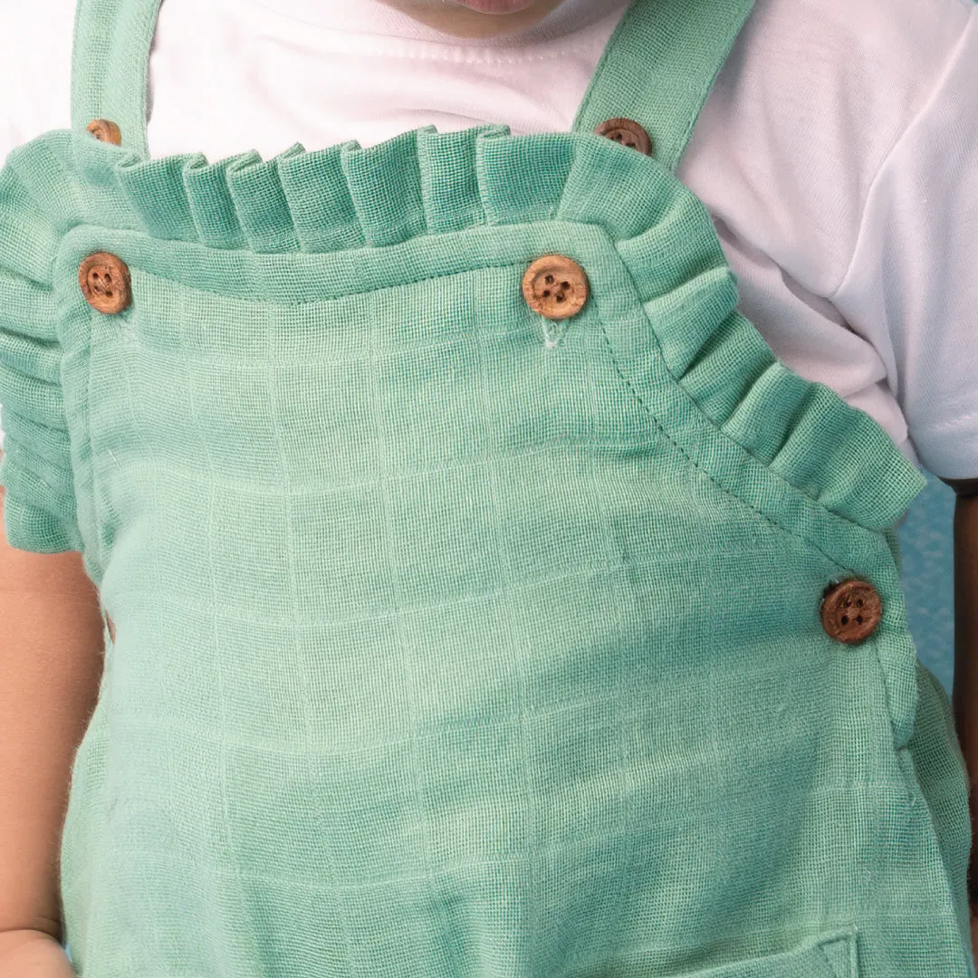 Muslin Frill Dungarees for Baby Girls