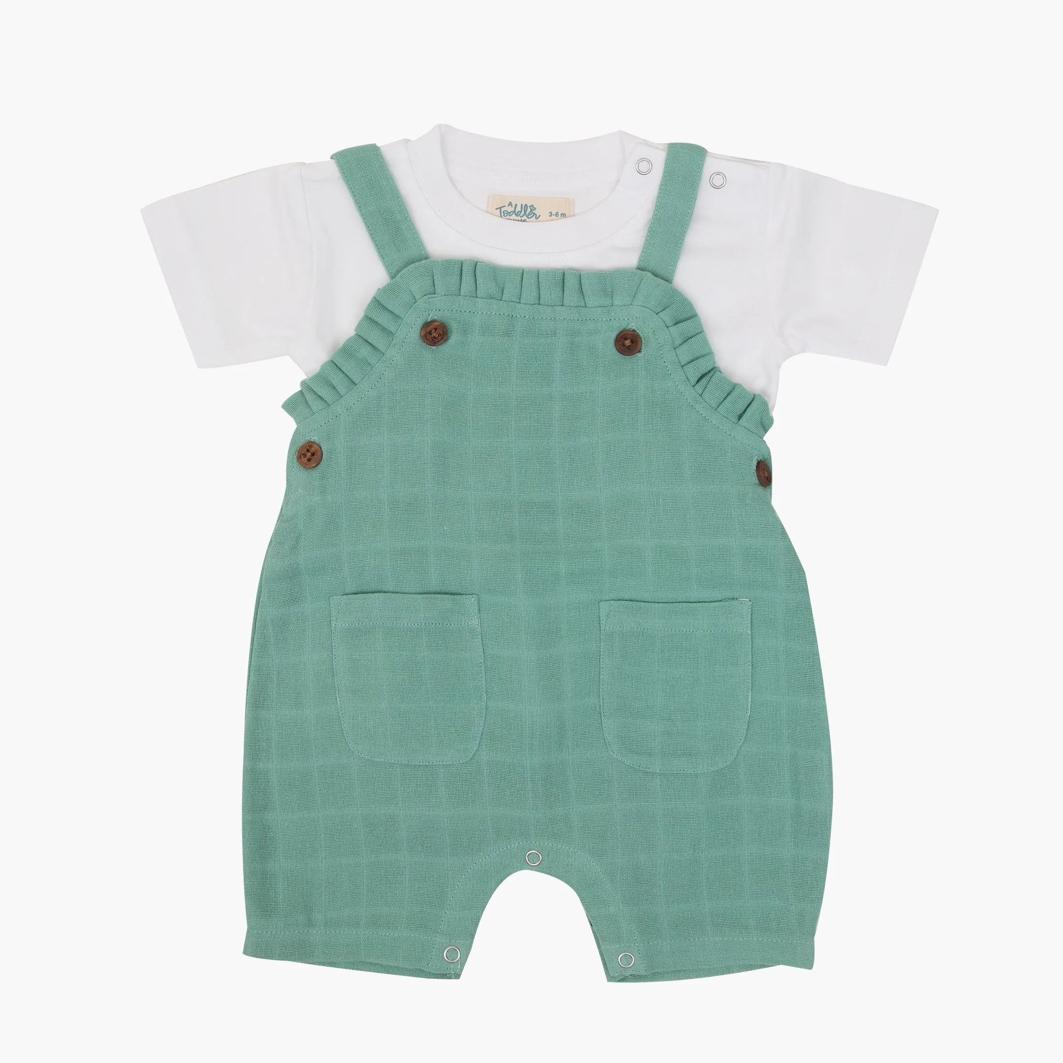 Muslin Frill Dungarees for Baby Girls