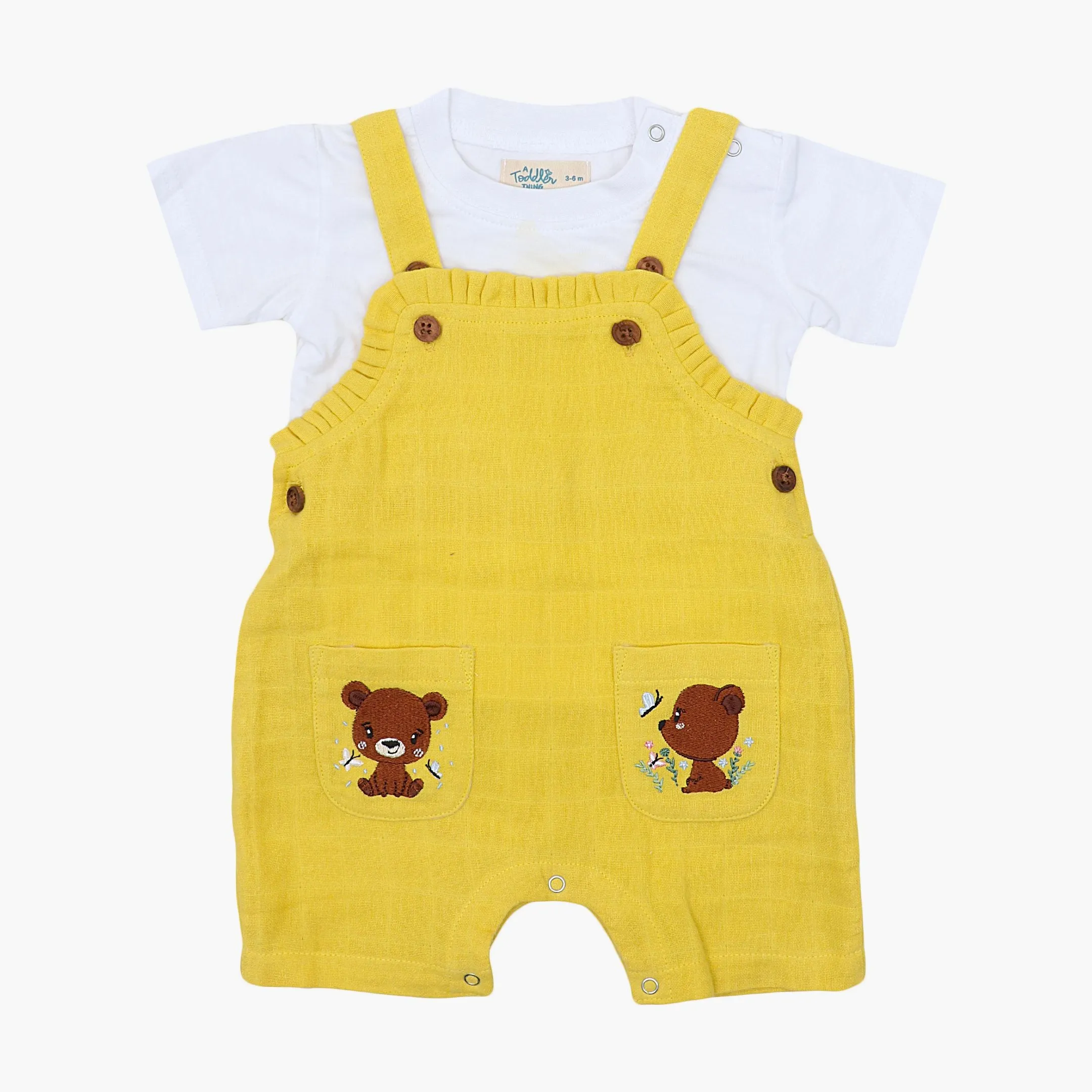 Muslin Frill Dungarees for Baby Girls