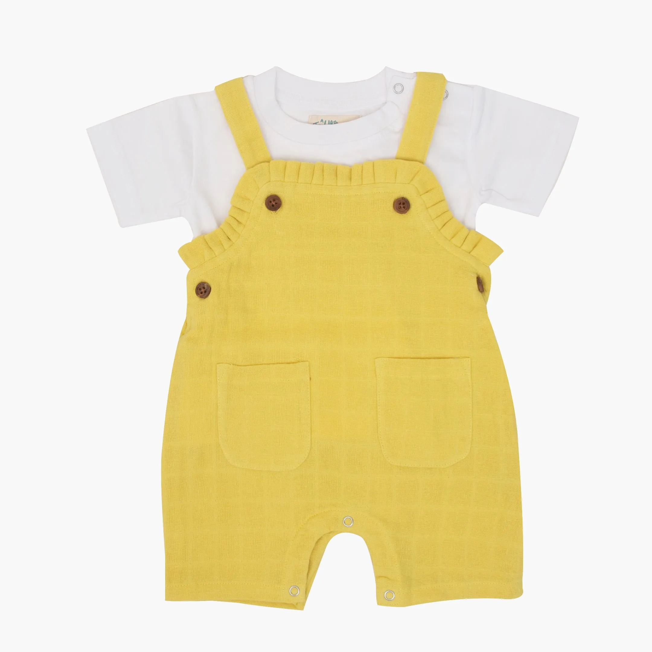 Muslin Frill Dungarees for Baby Girls