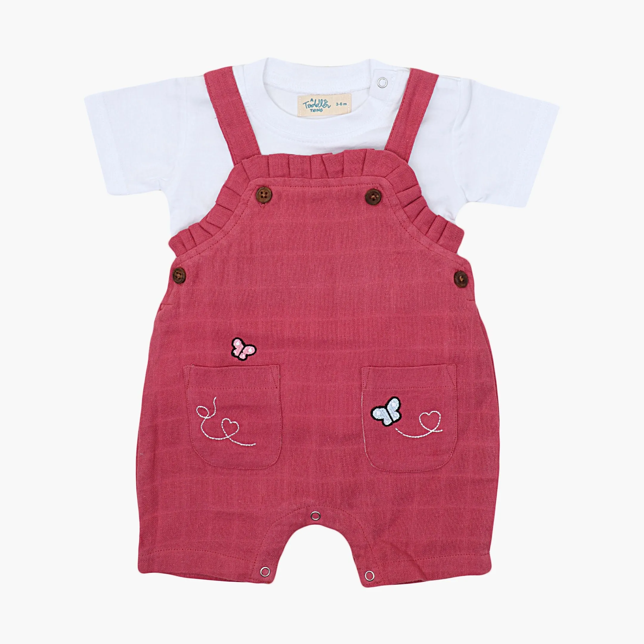 Muslin Frill Dungarees for Baby Girls