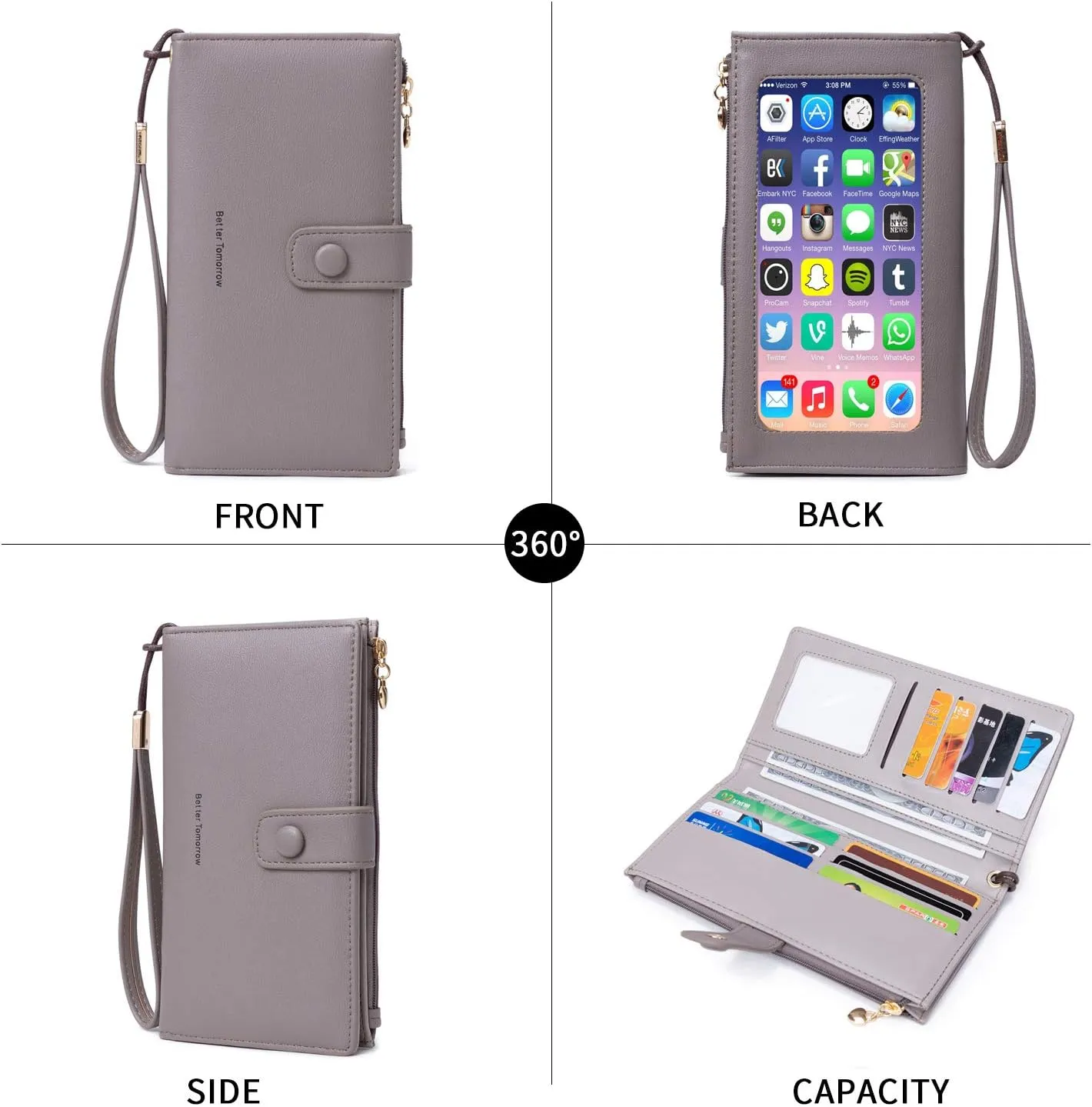 myfriday Touch Screen Crossbody Phone Purse for Women, Rfid Blocking Small Cellphone Shoulder Purse with 2 Adjustable Strap