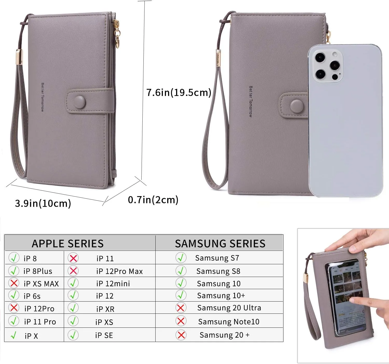 myfriday Touch Screen Crossbody Phone Purse for Women, Rfid Blocking Small Cellphone Shoulder Purse with 2 Adjustable Strap