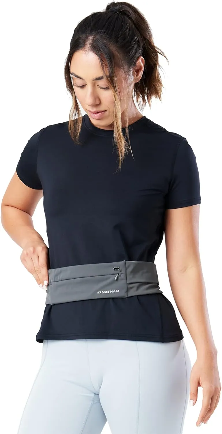 Nathan Adjustable Fit Zipster Running Belt, Zippered, Weather-Resistant Pocket & Two Quick-Stash Pockets, Adjustable Buckle