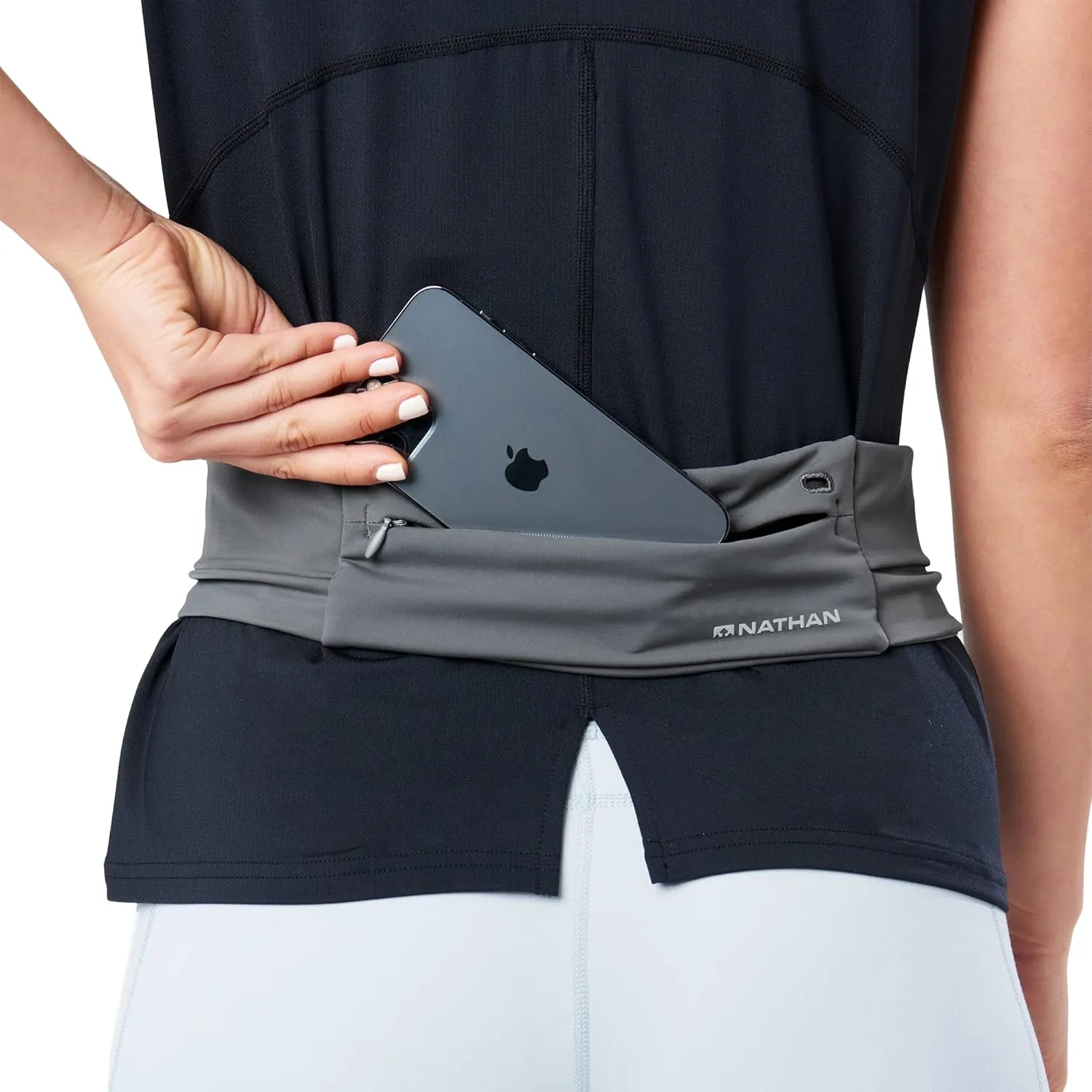 Nathan Adjustable Fit Zipster Running Belt, Zippered, Weather-Resistant Pocket & Two Quick-Stash Pockets, Adjustable Buckle