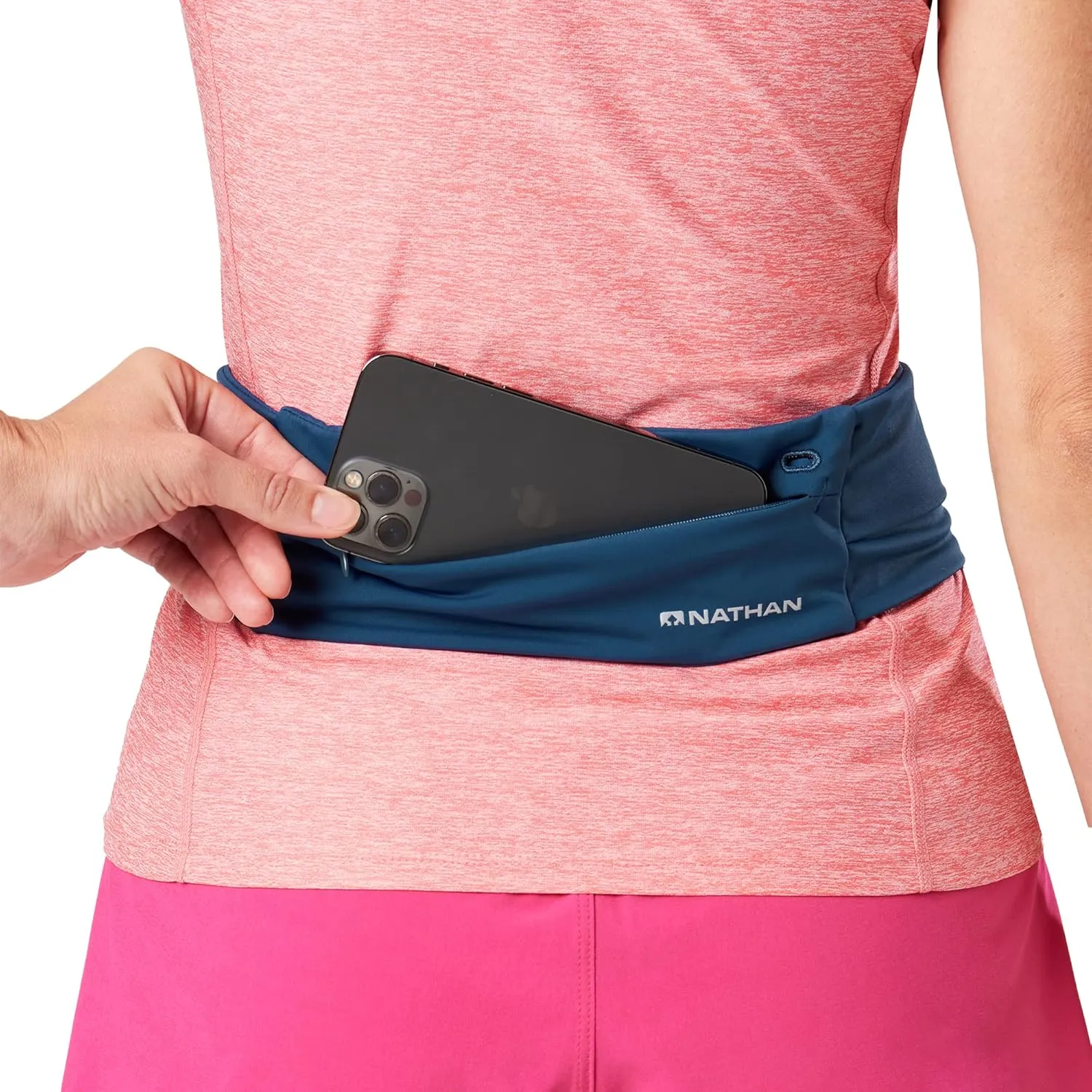 Nathan Adjustable Fit Zipster Running Belt, Zippered, Weather-Resistant Pocket & Two Quick-Stash Pockets, Adjustable Buckle