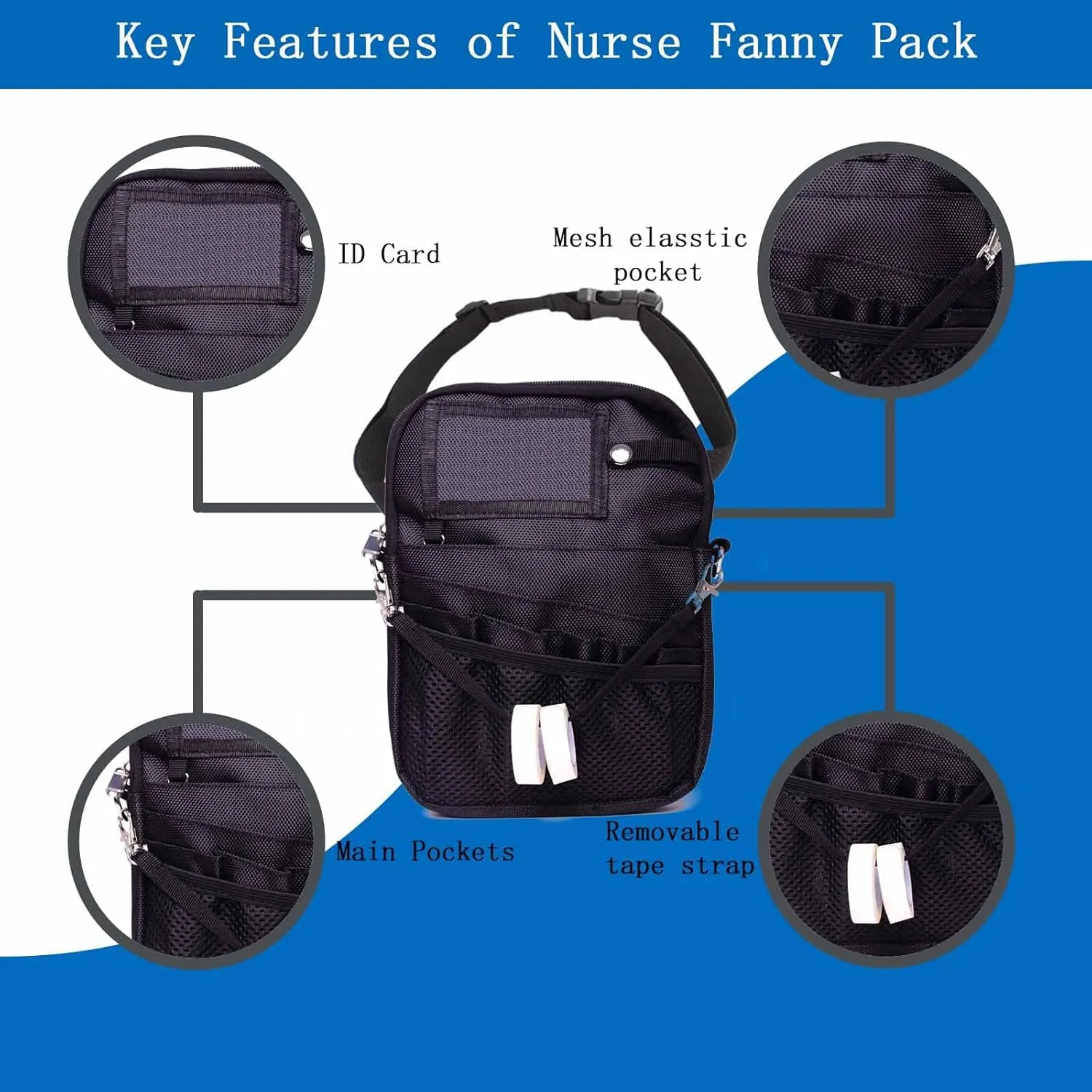 Nurse Fanny Pack, Nurse Fanny pack for Woman Man, Nursing Pouch, Medical Fanny Pack, Teacher Fanny Pack, for RN, VET, DocterOnly Bag)
