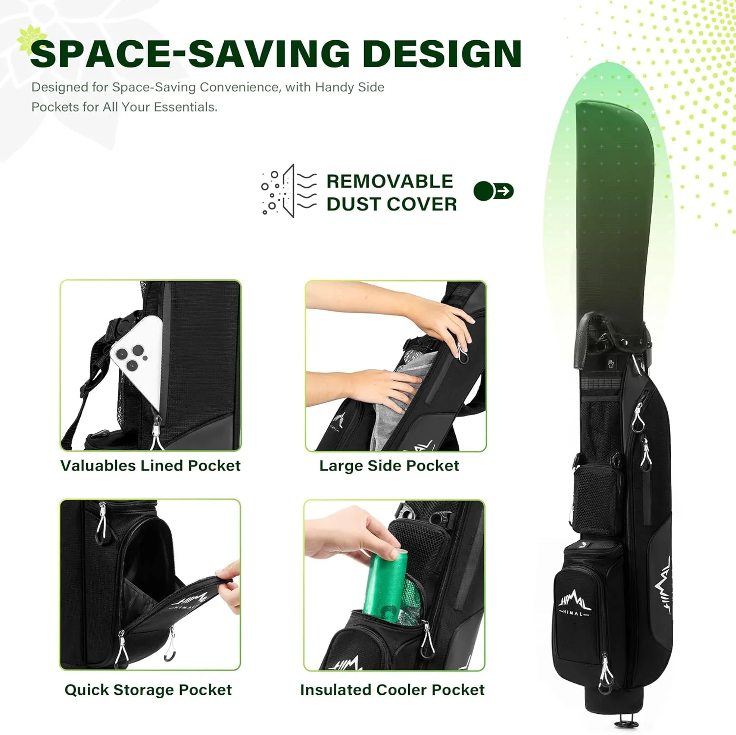 Par 3 Golf Bag Small Lightweight with Dual Shoulder Straps  Pitch n Putt Golf Bag Easy to Carry and Durable for Men/Women 31.5 inches Tall