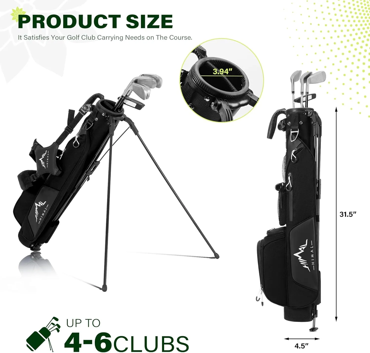 Par 3 Golf Bag Small Lightweight with Dual Shoulder Straps  Pitch n Putt Golf Bag Easy to Carry and Durable for Men/Women 31.5 inches Tall