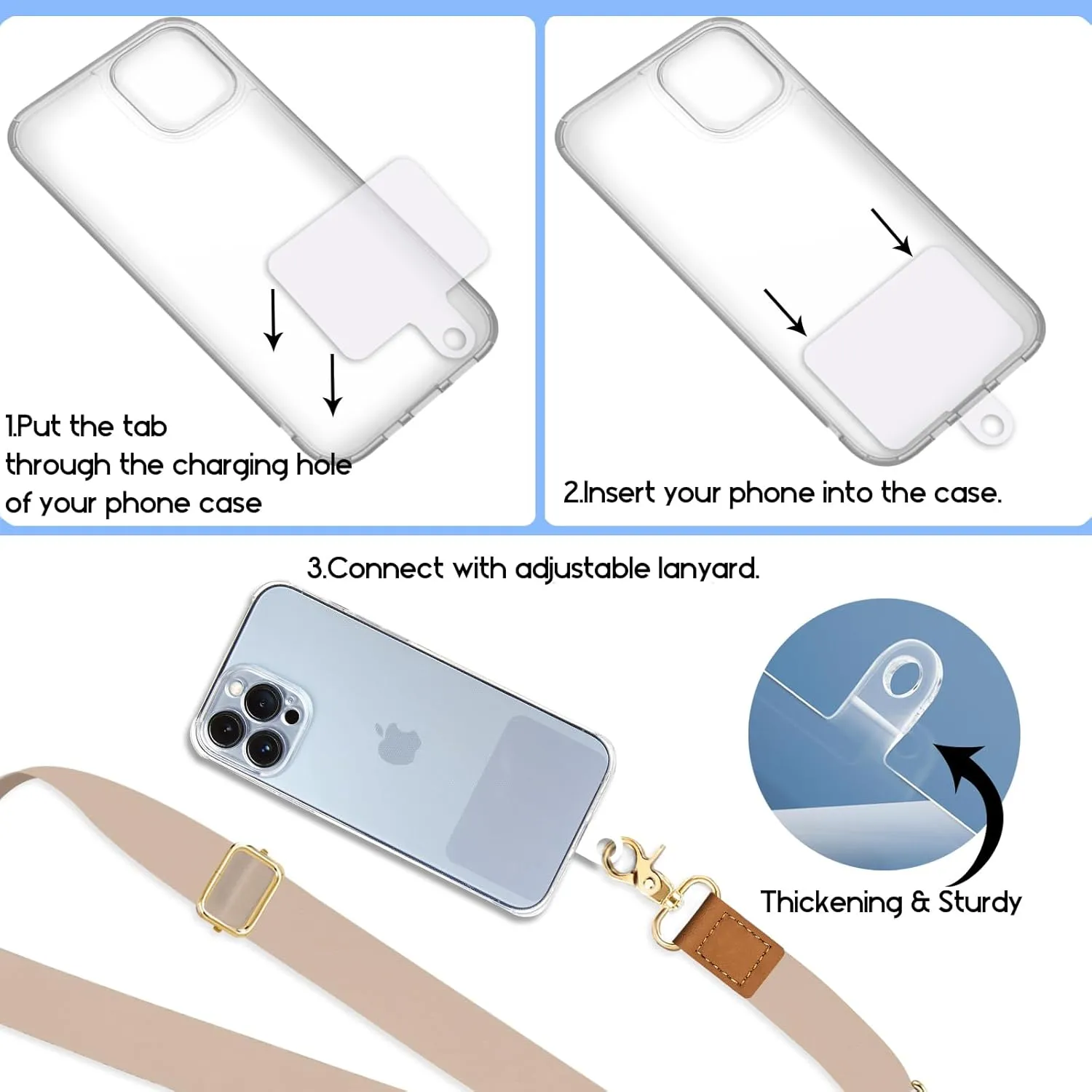 Phone Lanyard Crossbody Strap, Beige Cell Phone Lanyards for around the Neck Wristlet Wrist Strap Solid Color Adjustable for Keys Case Accessories Travel Essentials