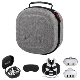 Portable Mini Carrying Case for Meta Quest 3S/Quest 3/Vision Pro, Hard Travel Case Compatible with Original Head Strap, Controllers and Accessories, Hard Shell Bag for Effective Protectionn, Grey