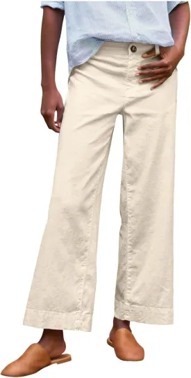 PTOLOCIF Linen Pants for Women Wide Leg Palazzo Pants High Waisted Summer Casual Cotton Linen Boho Pants with Pockets