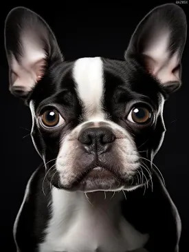 QAZWSX 5D Boston Terrier Diamond Art Painting Kits Paint with Round Full Drill Diamond Art Easy for Beginner Cross Stitch Gems Wall Art for Home Decoration 30x40cm