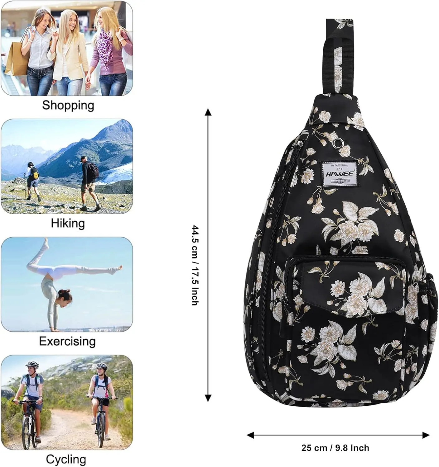 Rope Sling Bag for Women Men Casual Cross Body Daypack Backpack Adjustable Strap Water Repellent for Travel/Sport