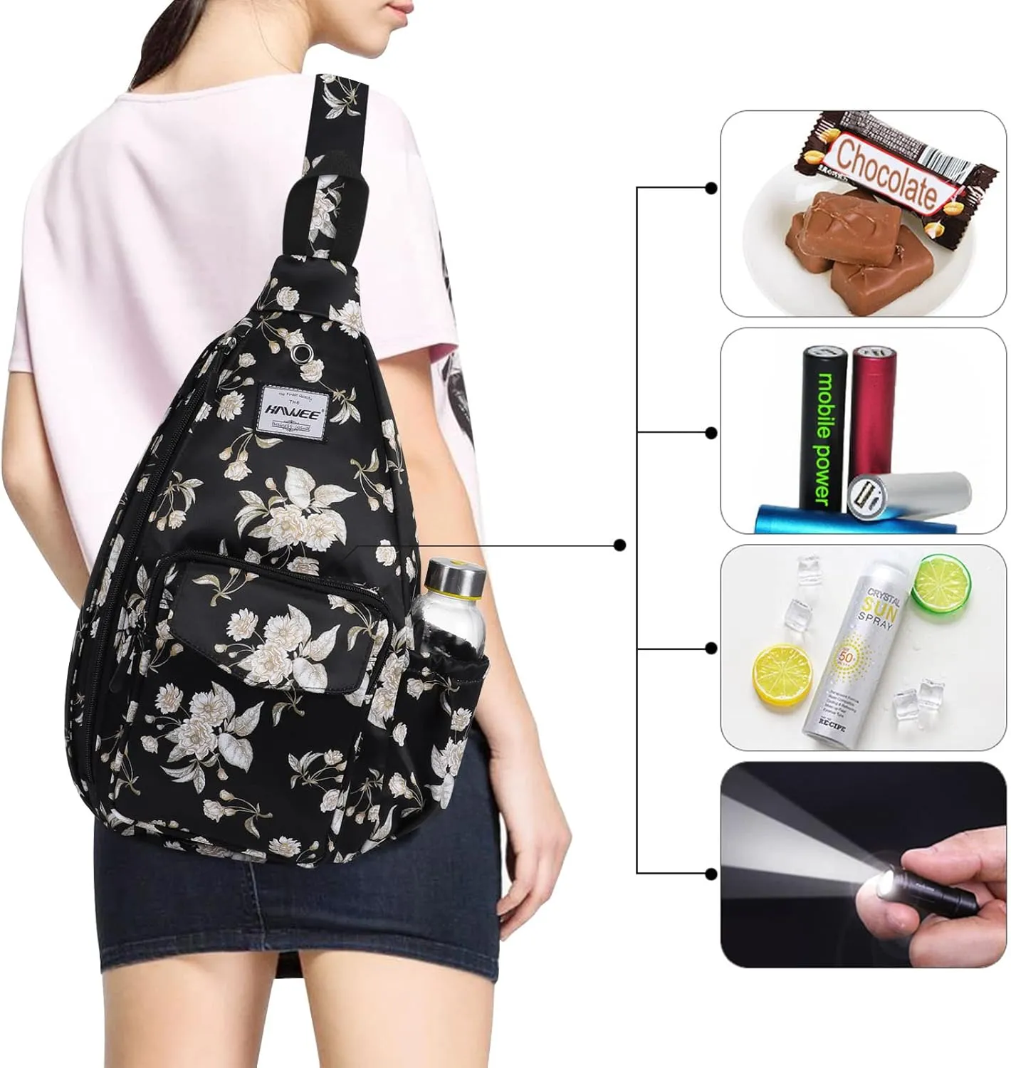 Rope Sling Bag for Women Men Casual Cross Body Daypack Backpack Adjustable Strap Water Repellent for Travel/Sport